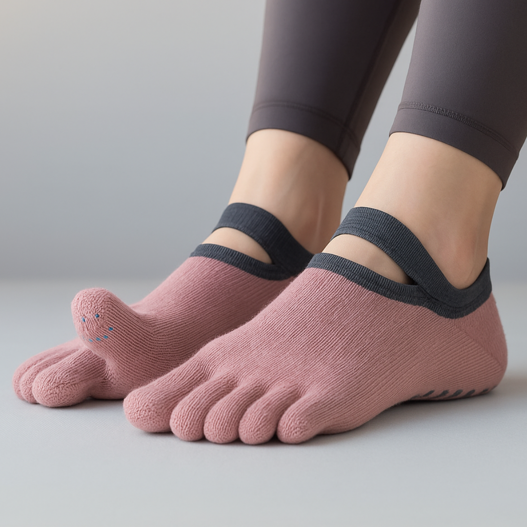 Non-Slip Barefoot Socks – One Size Fits Most (Stretch Fit) – Gri